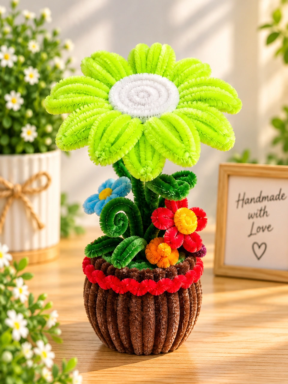 Lime Cloud handmade flower arrangement in a home setting