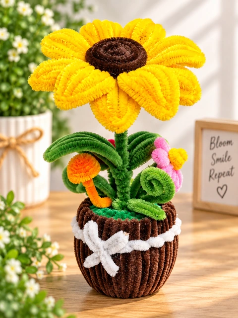Golden Sunflower, handmade chenille stem flowers Sri Lanka