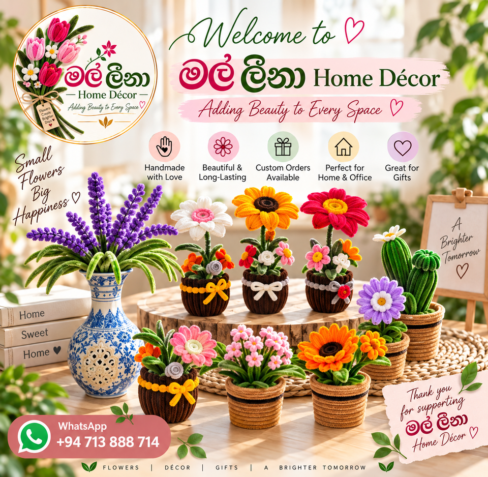 Welcome to Mal Leena Home Décor, handmade flowers and gifts made in Sri Lanka
